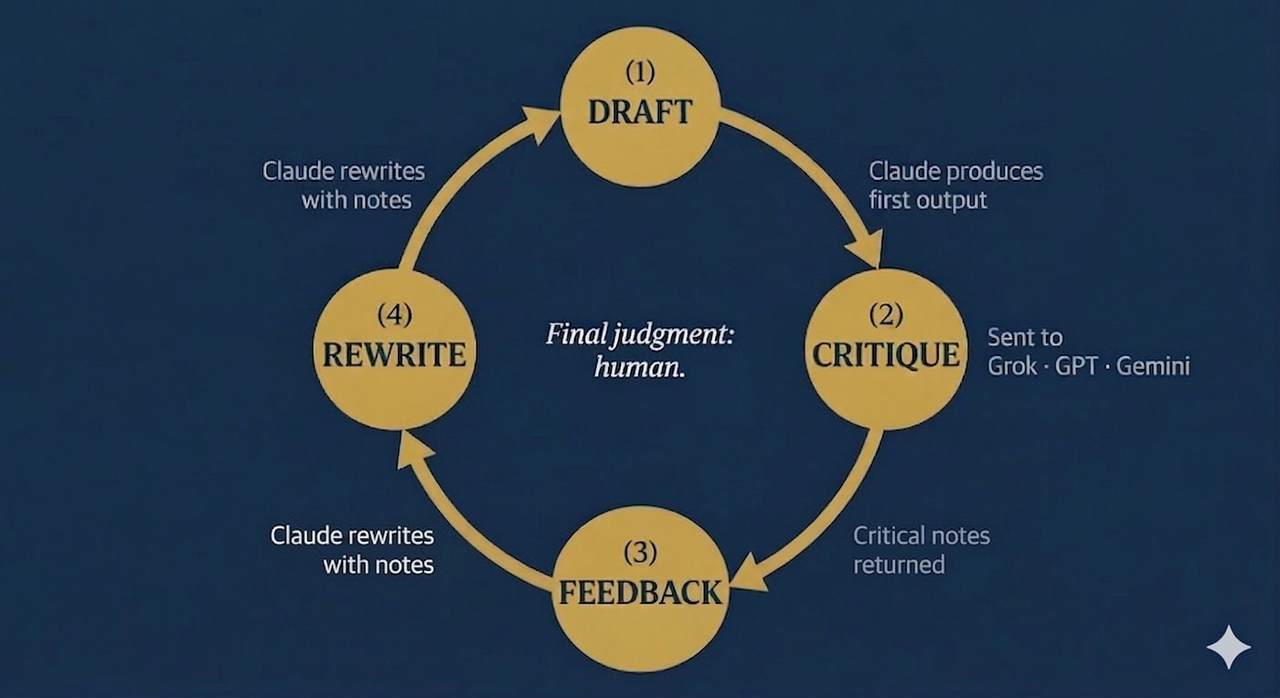 The Council of AIs workflow — using multiple AI models to critique and refine output