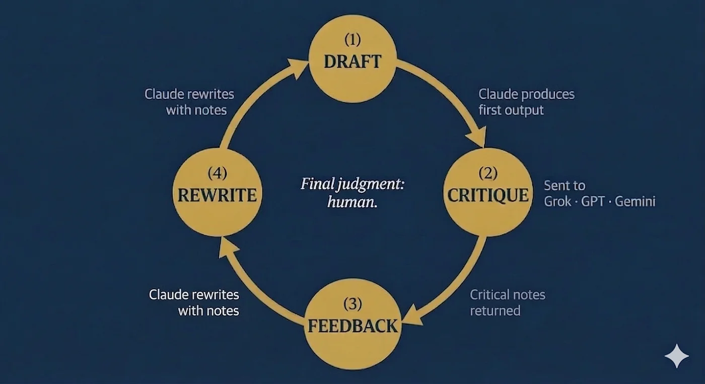 The Council of AIs workflow — using multiple AI models to critique and refine output